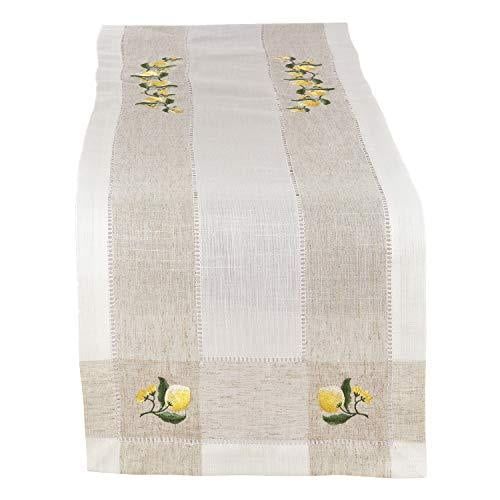 Fennco Styles Hommage BrodÃ© Collection Cottage Lemon Embroidery Border Hemstitch Table Runner ... | Walmart (US)