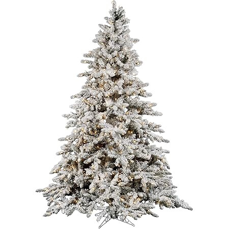 Vickerman 7.5' Flocked Utica Fir Artificial Christmas Tree, Clear Lights - Snow Covered Faux Tree... | Amazon (US)