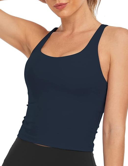 HeyNuts Longline Zeal Bras Medium Impact Wirefree Sports Bras Workout Tank Tops with Removable Pa... | Amazon (US)