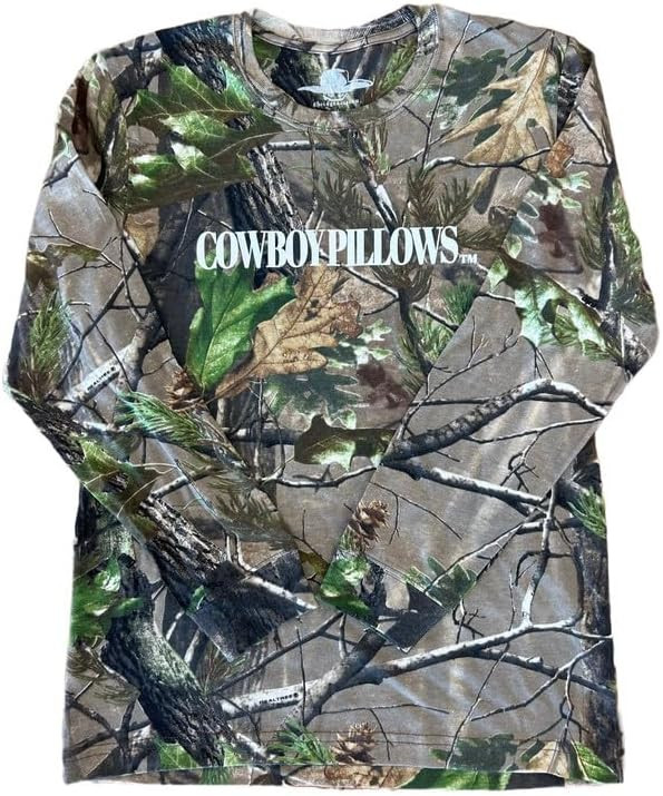 Cowboy Pillows Camo Long Sleeve | Green Realtree Camo Long Sleeve Shirt with White Letters | Size... | Amazon (US)