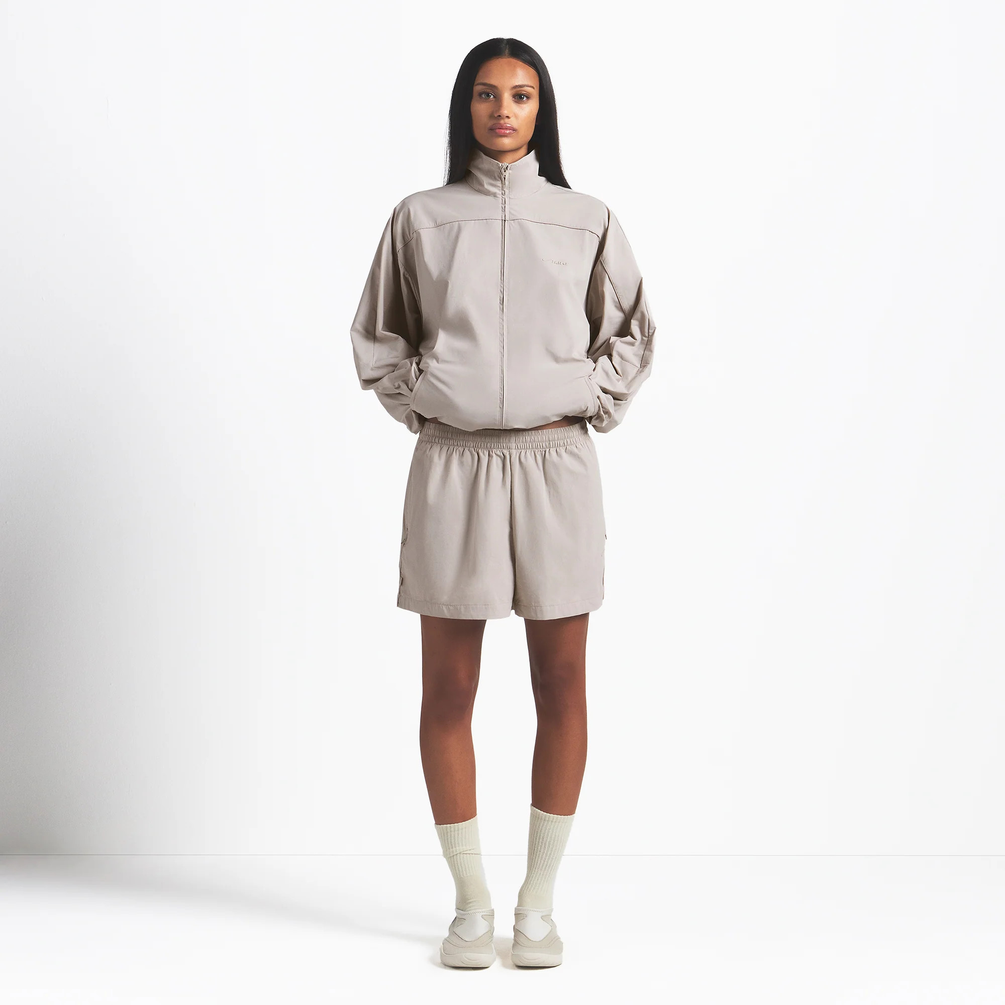SKIMS Oversized Track Jacket | Light Neutral | 3XL | NikeSKIMS Woven Nylon | SKIMS (US)