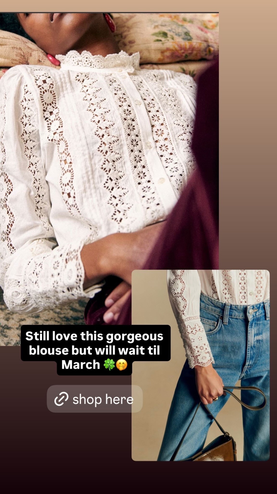 This gorgeous lace blouse in organic cotton is so nice for spring! A great statement top! 

#LTKOver40 #LTKootd #LTKPetite