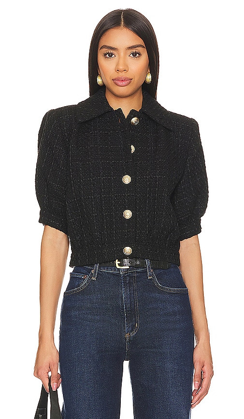 L'AGENCE Cove Crop Jacket in Black. - size 2 | Revolve Clothing (Global)