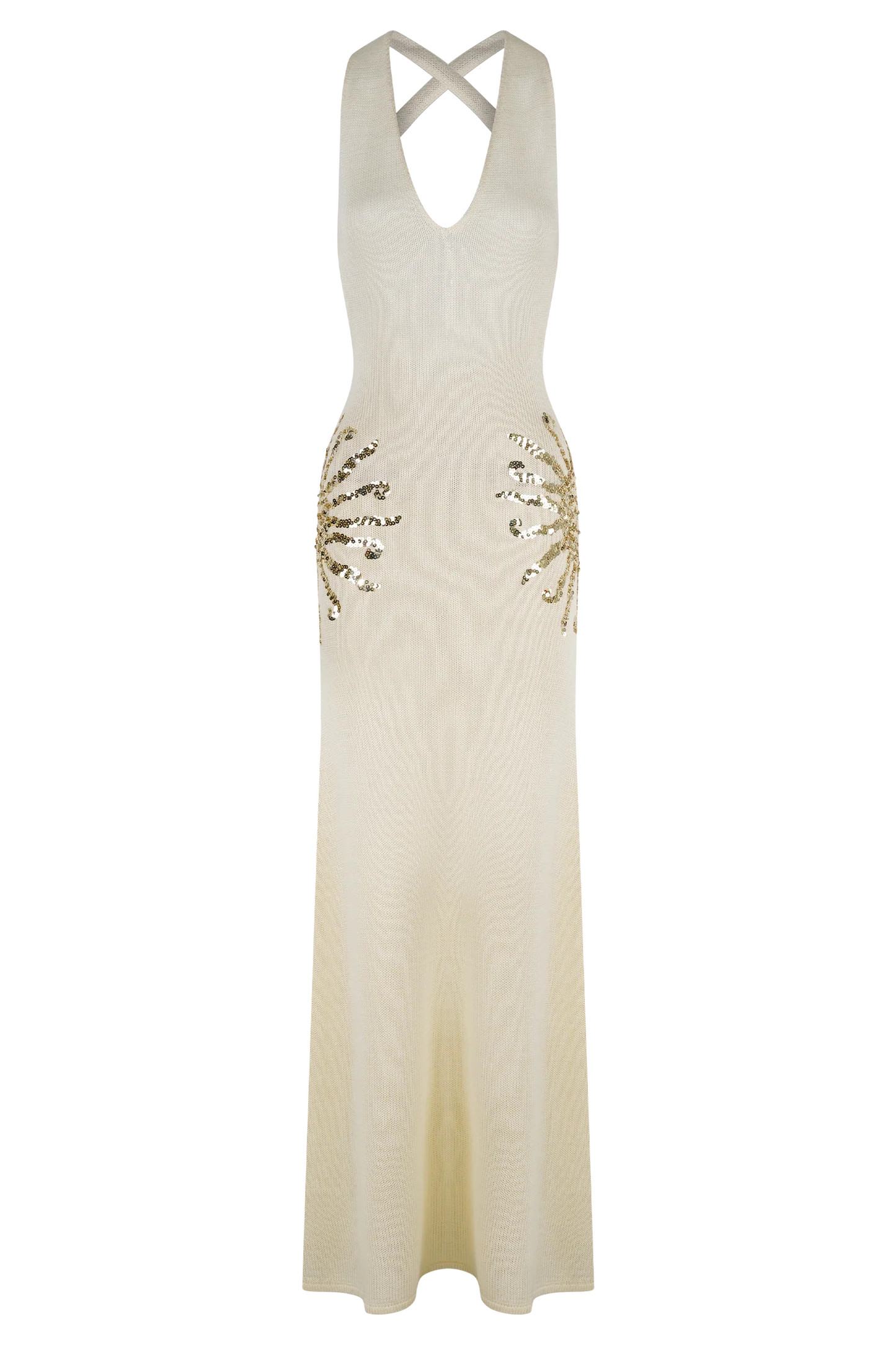 Ellington Knit Maxi Dress With Sequin - Ivory | Meshki UK