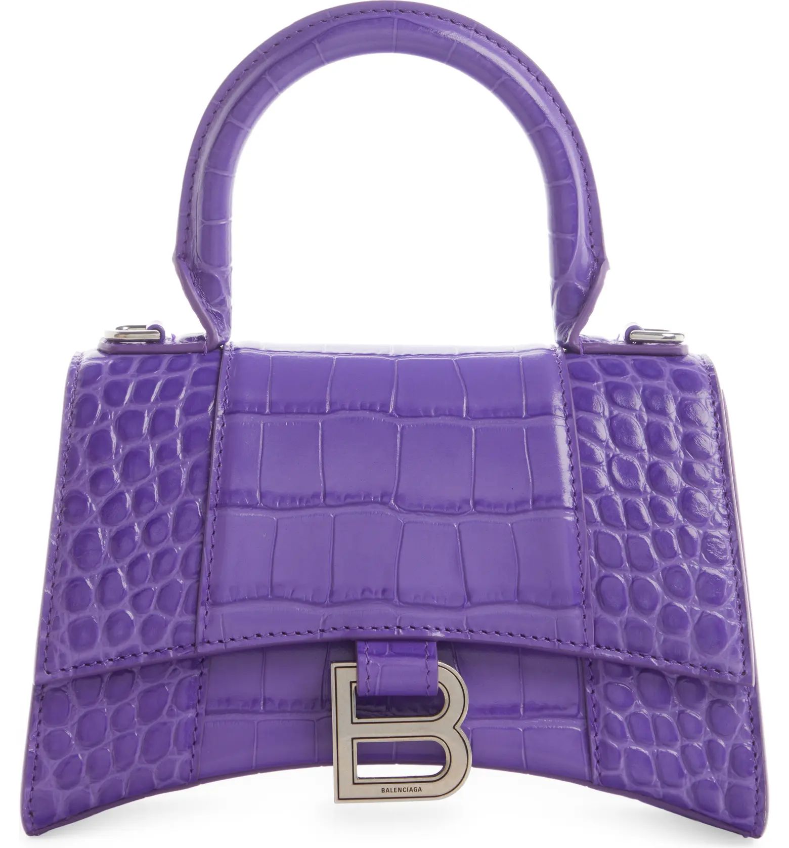 Extra Small Hourglass Croc Embossed Leather Top Handle Bag | Nordstrom