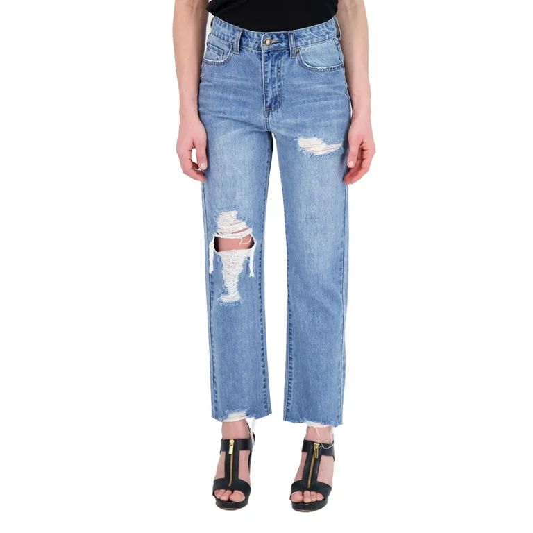 Gogo Jeans Juniors Straight Leg Jean with Knee Cutout | Walmart (US)