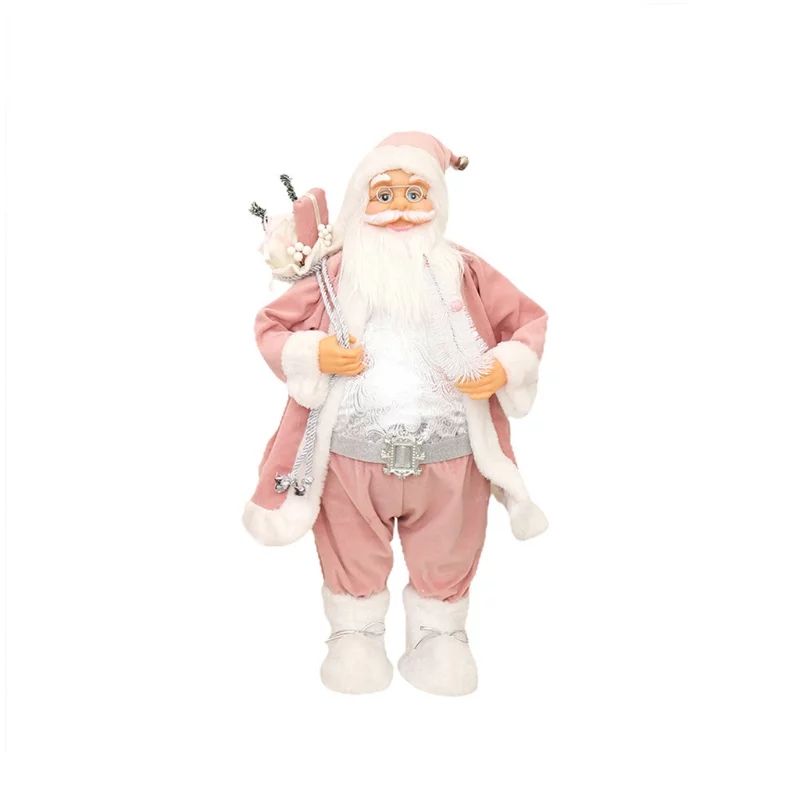 BINYOU Christmas Pink Robe Santa Claus Figurine Doll Plush Standing Statue Toy Decor - Walmart.co... | Walmart (US)