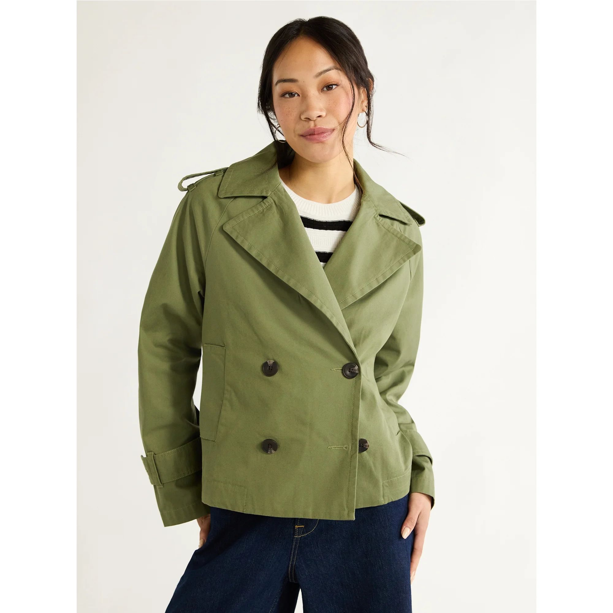 Free Assembly Women's Cropped Trench Coat, Sizes XS-XXL - Walmart.com | Walmart (US)