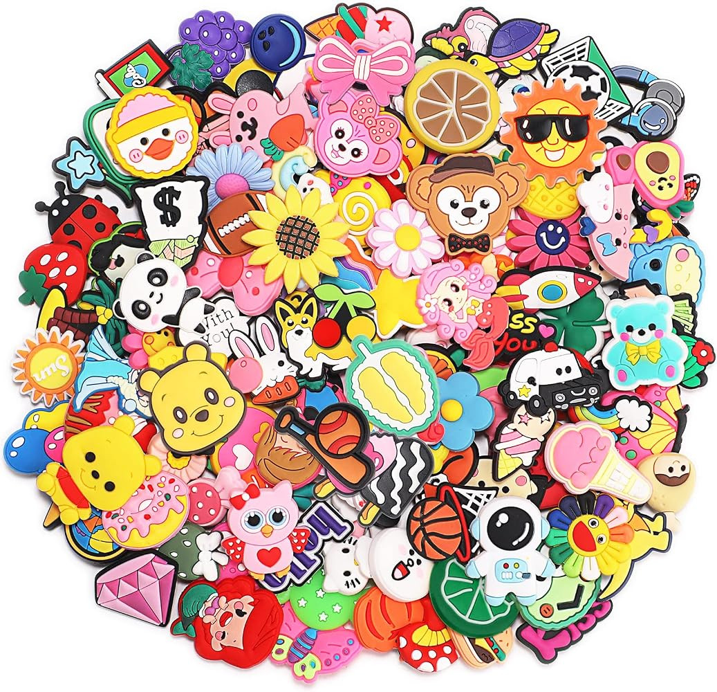 Lot of 35,42,50,80pcs PVC Different Shape Shoe Charms for Shoe Decoration | Amazon (US)