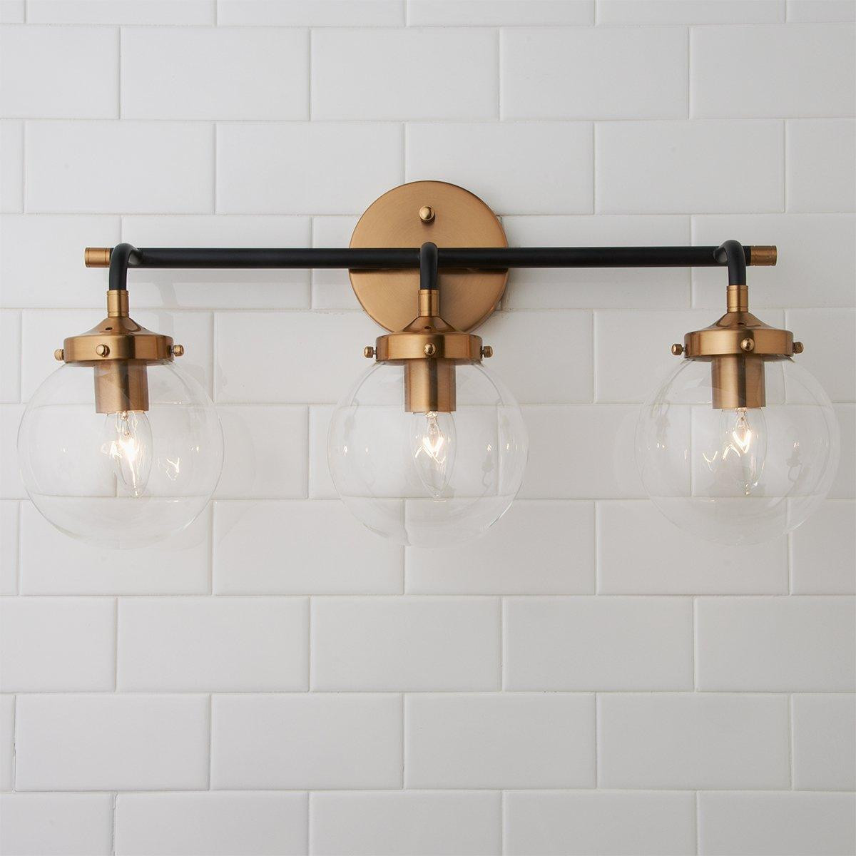Mixed Metal Globe Vanity Light - 3 light | Shades of Light