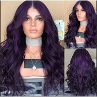 Lace Front Brazilian Purple Natural Wave Bob Style Human Hair Wig 12"" 180% Density | Etsy (US)