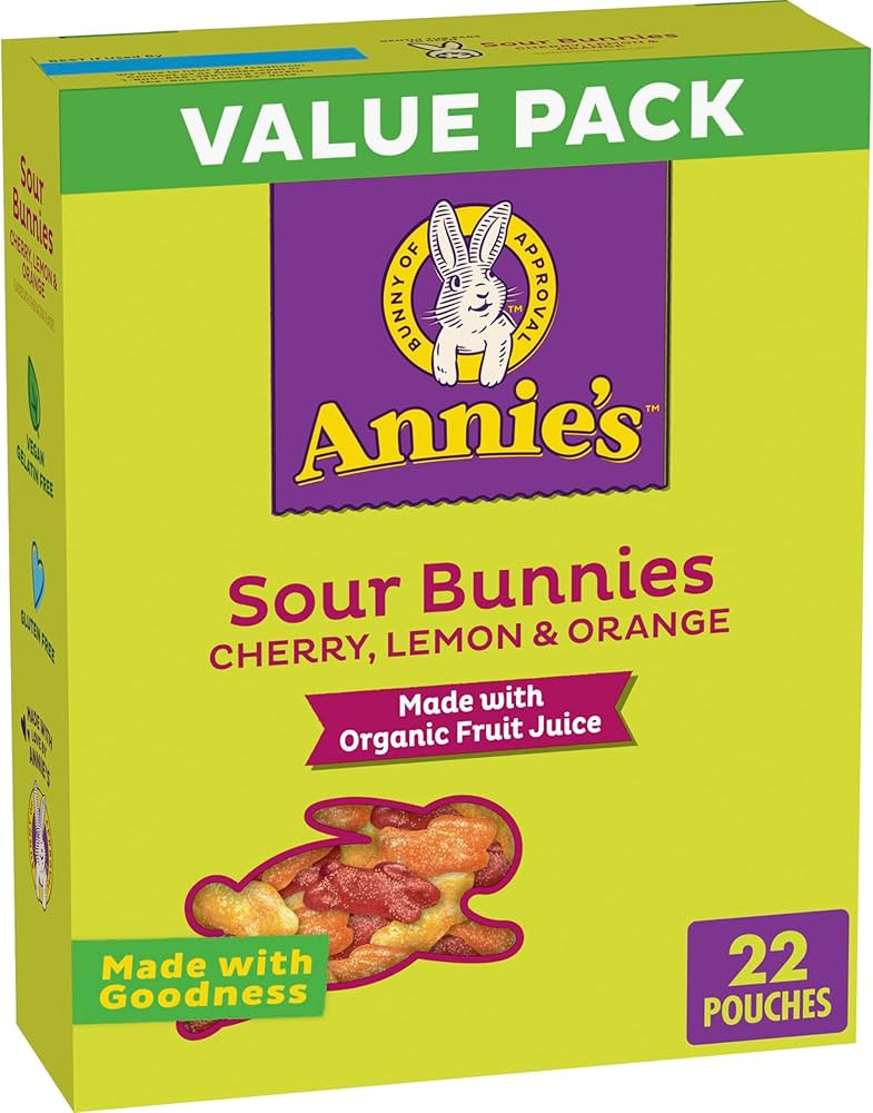 Annie's Sour Bunnies Fruit Flavored Snacks, Cherry, Lemon & Orange Flavors, Made With Organic Fru... | Amazon (US)