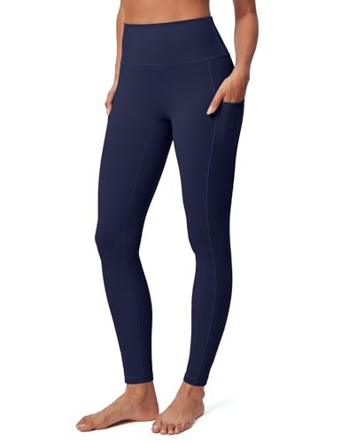 IUGA Compression Leggings for Women Tummy Control No Front Seam Leggings with Pockets High Waisted Workout Yoga Pants Navy Blue | Amazon (US)