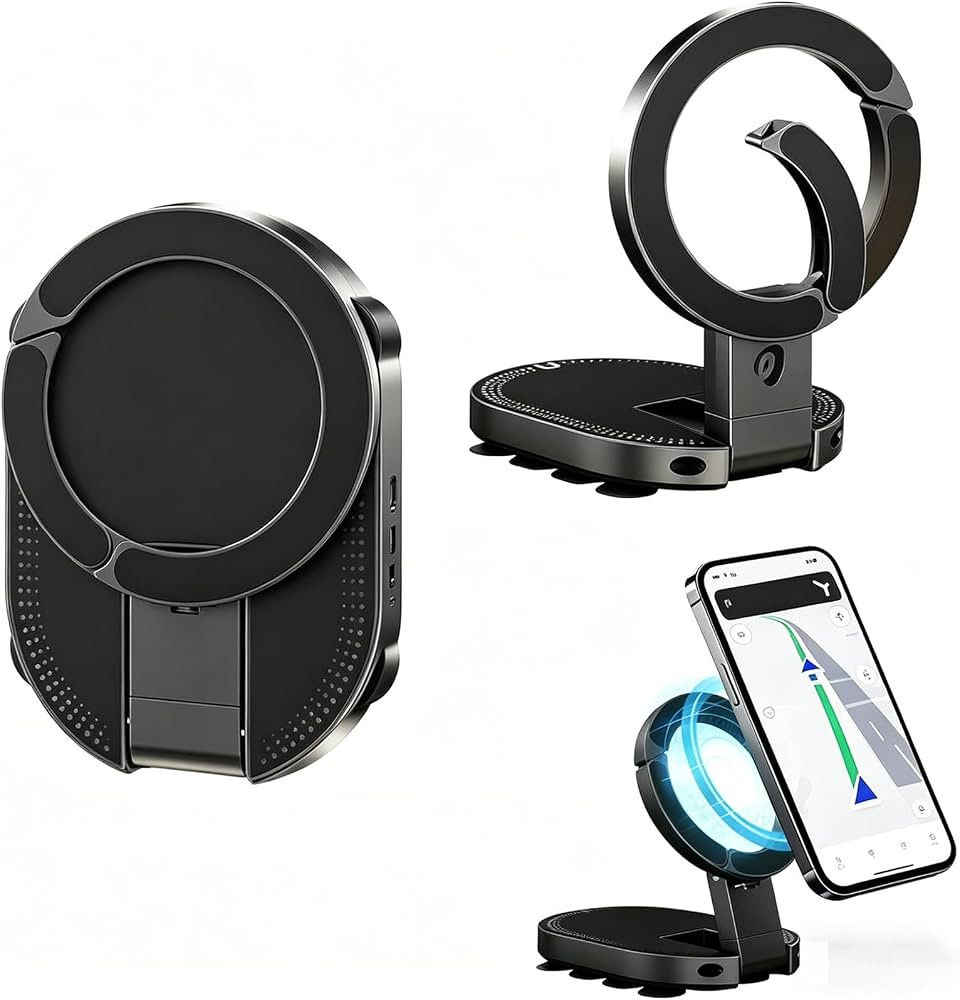 2026 New 3 in 1 Magnetic Suction Cup Phone Mount, 18 Strong Suction Cups Car Phone Holder, 360\u0... | Amazon (US)