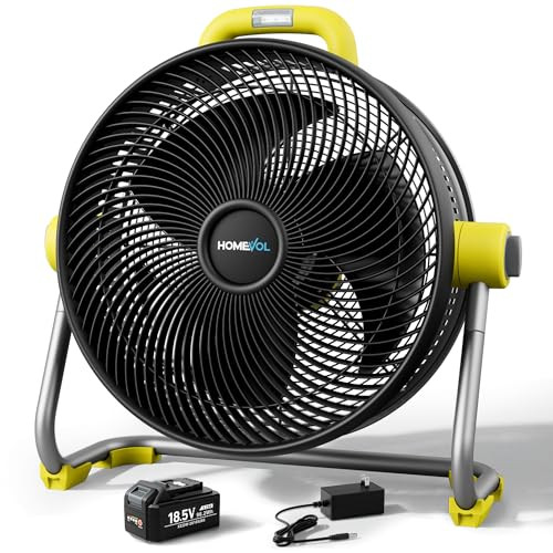 20 Inch Cordless Rechargeable Battery Powered Floor Fan Compatible with Dewalt 20V Battery, 6-Spe... | Amazon (US)