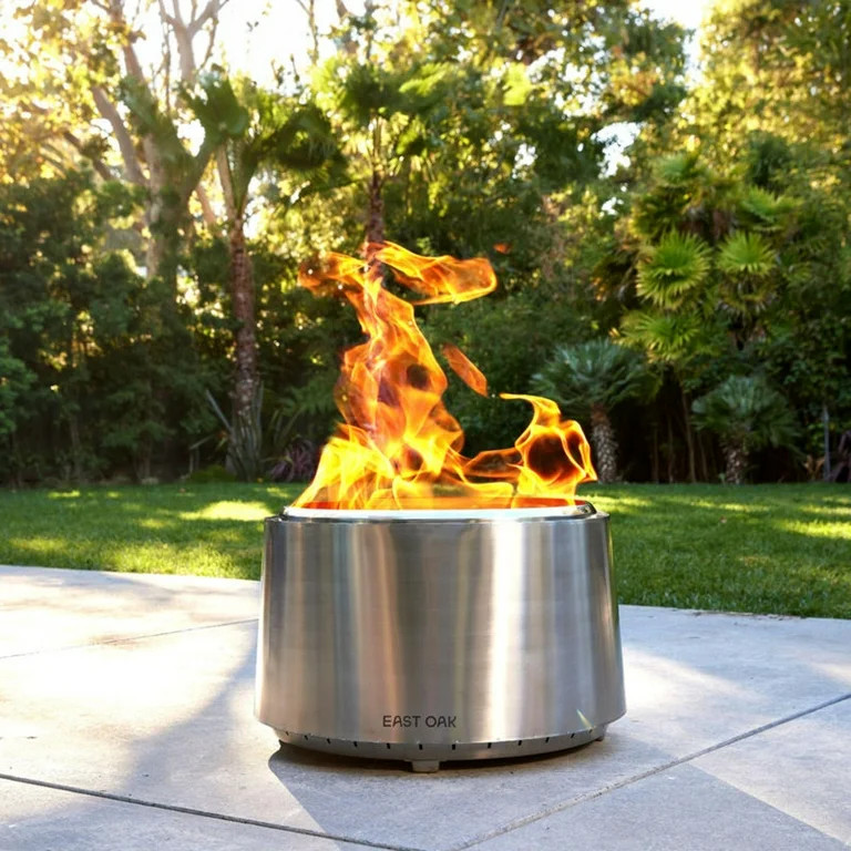 EAST OAK Stainless Steel Fire Pit 29" Low Smoke Fire Pits for Outside with Poker, for Patio, Back... | Walmart (US)