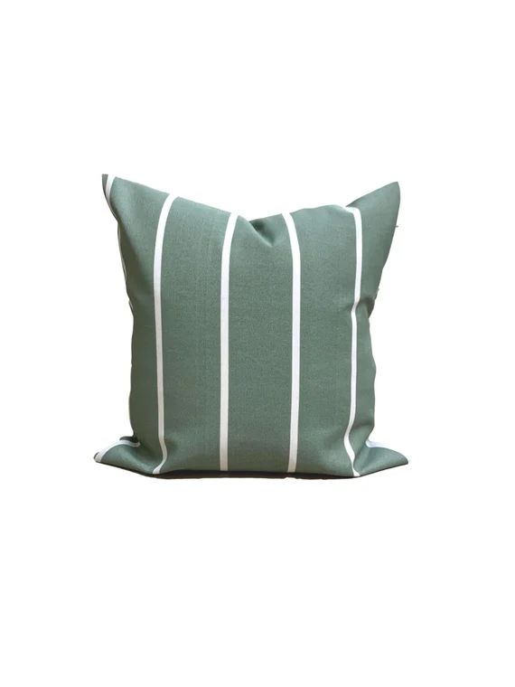 Christmas Pillow Covers, Sage Green Pillow Covers. Green Stripe Pillow Covers, Outdoor Green Pill... | Etsy (US)