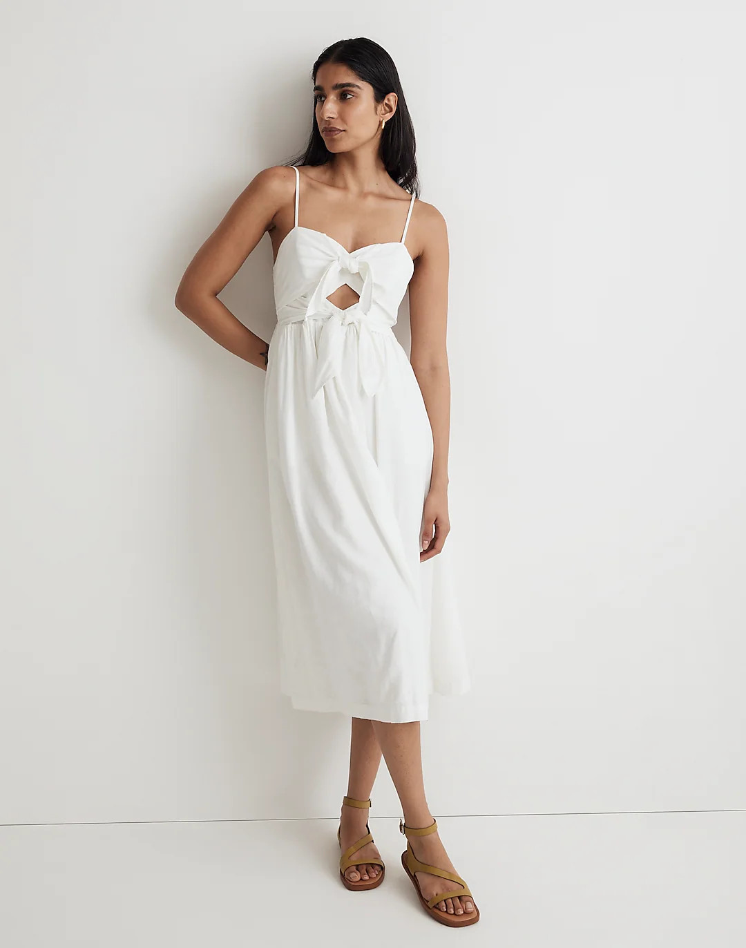 Double-Tie Cutout Sweetheart Midi Dress | Madewell