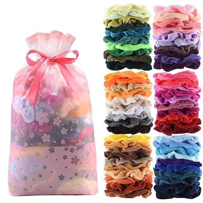 60 Pcs Premium Velvet Hair Scrunchies Hair Bands for Women or Girls Hair Accessories with Gift Ba... | Amazon (US)