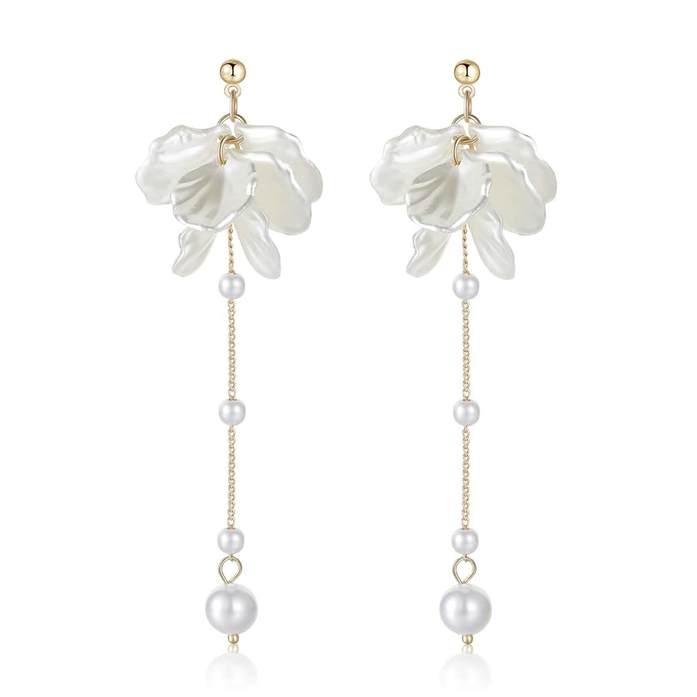Kruckel Pearl like White Shell Flower Stud Earrings for Women | Symbolize love in its many forms.... | Amazon (US)