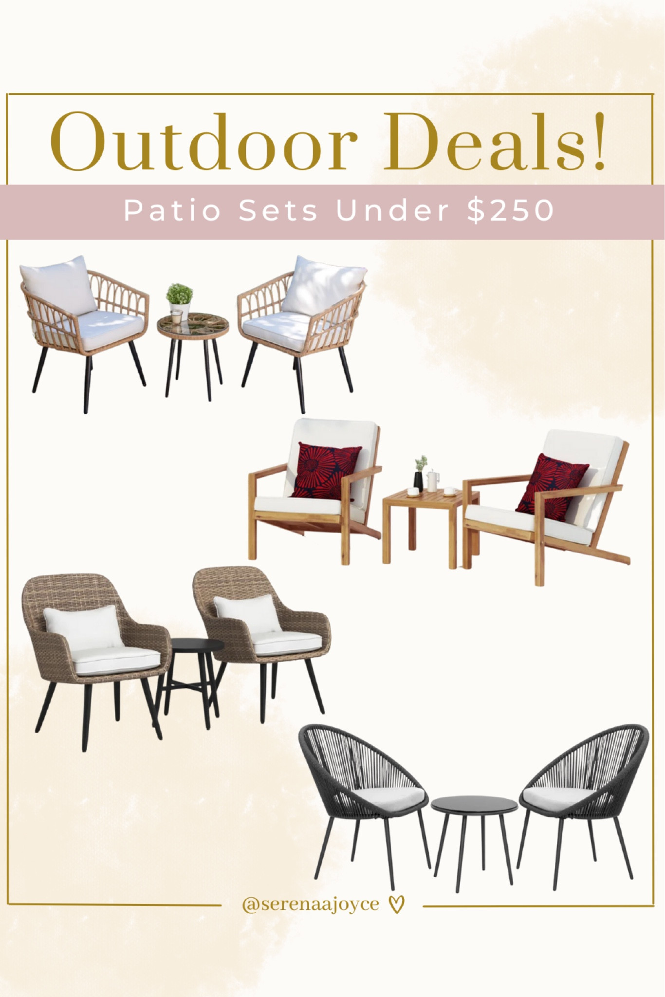 Memorial Day sales on outdoor patio furniture sets!

Patio furniture, patio sets, patio furniture set, patio chairs, outdoor furniture, patio sale, 3 piece patio set, patio decor, patio chairs

#LTKSeasonal #LTKunder50 #LTKunder100 #LTKFind #LTKstyletip #LTKsalealert #LTKhome