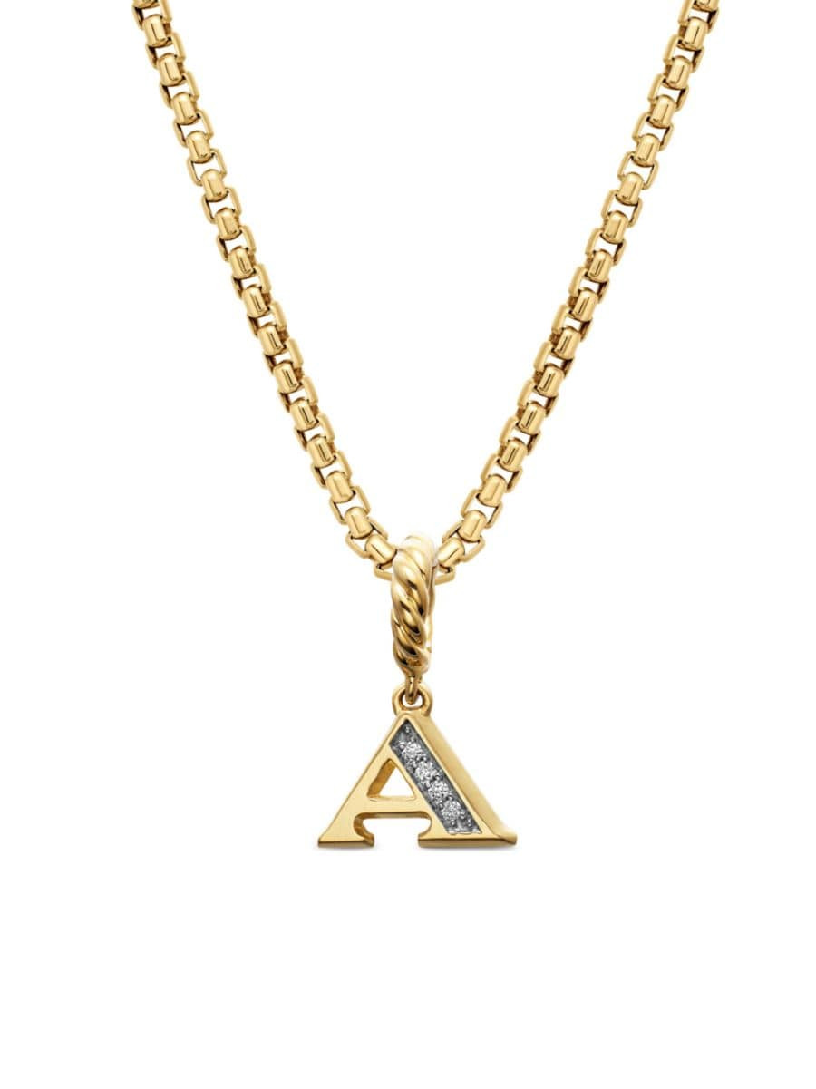 Pavé Initial Pendant in 18K Yellow Gold with Diamonds | Saks Fifth Avenue