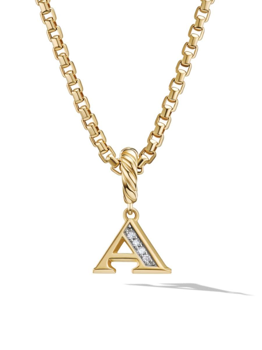 Pavé Initial Pendant in 18K Yellow Gold with Diamonds | Saks Fifth Avenue