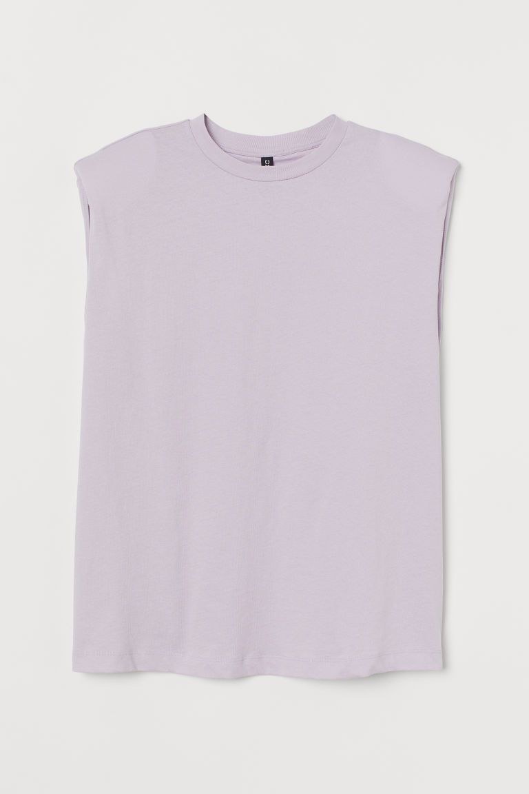H & M - Shoulder-pad T-shirt - Purple | H&M (UK, MY, IN, SG, PH, TW, HK)