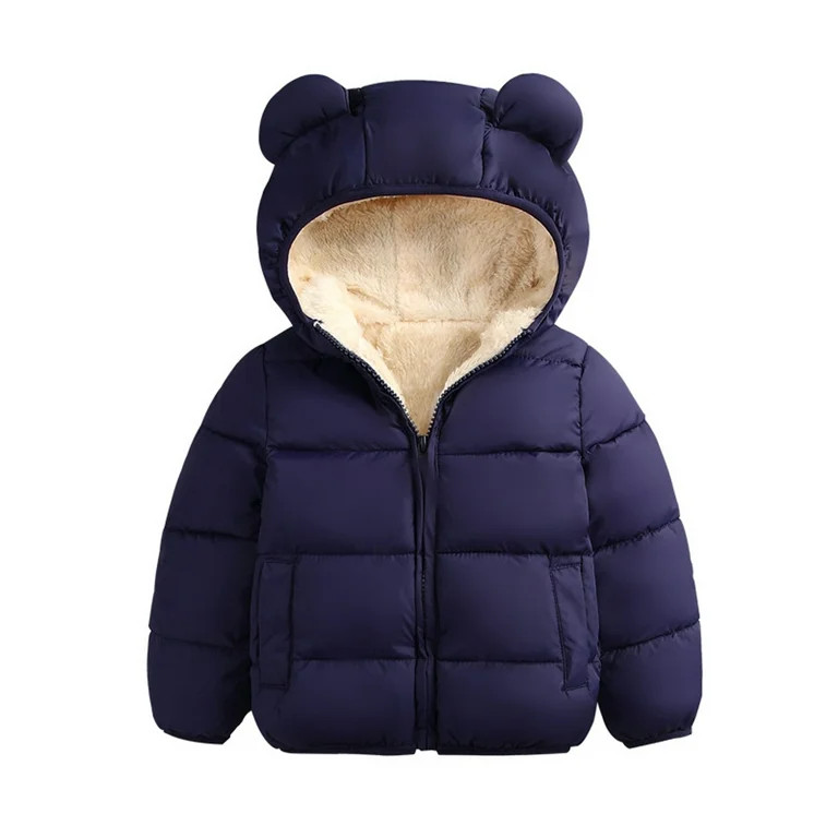 Canrulo Infant Toddler Kids Baby Boy Girl Bear Hooded Coat Winter Thick Jacket Winter Outwear Blu... | Walmart (US)