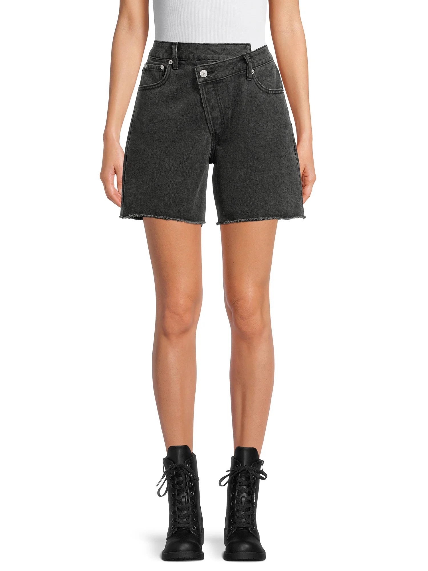 No Boundaries Juniors' High Rise Criss Cross Denim Shorts | Walmart (US)