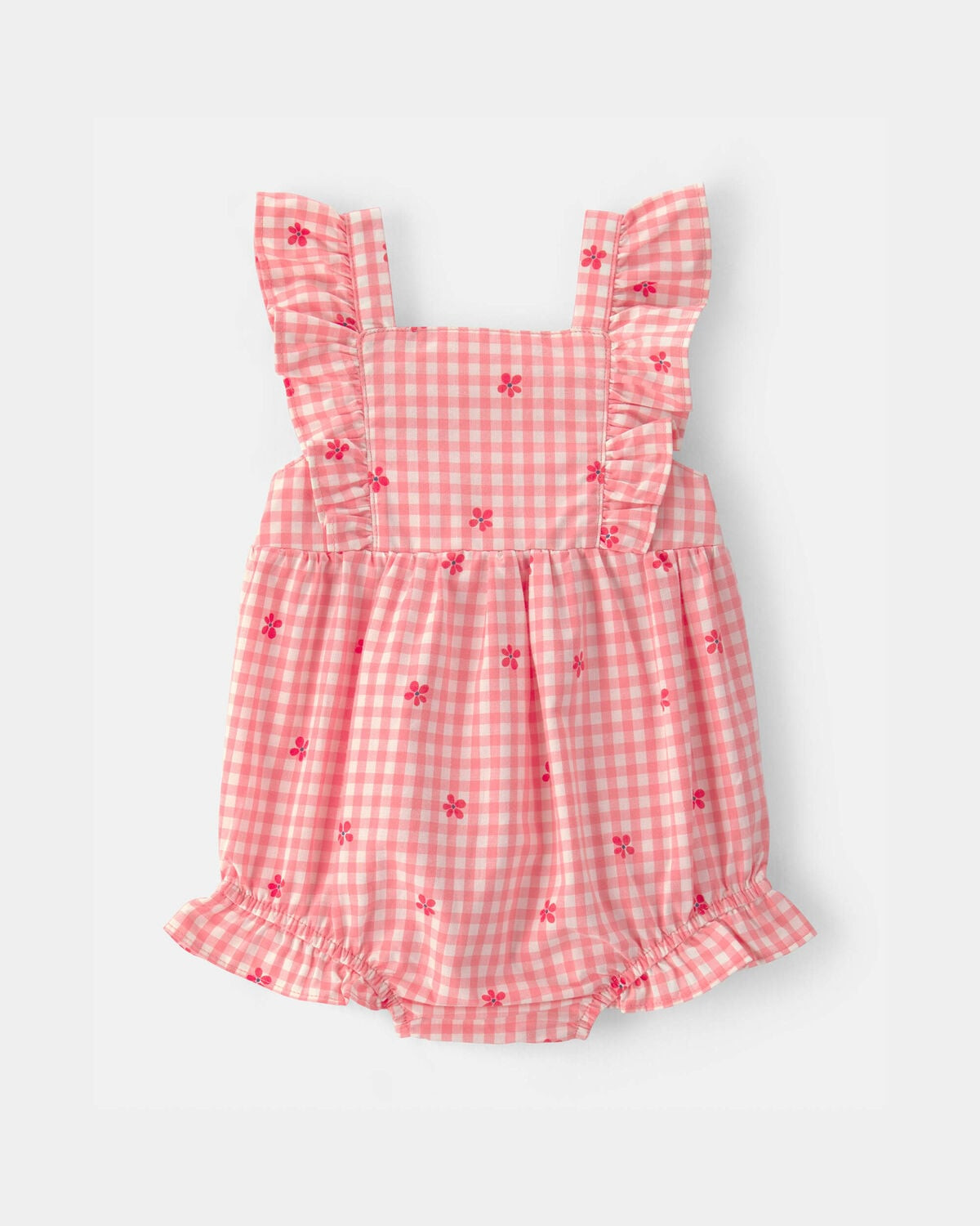 Baby Girl Gingham Flower Romper - Pink | Carter's | Carter's Inc