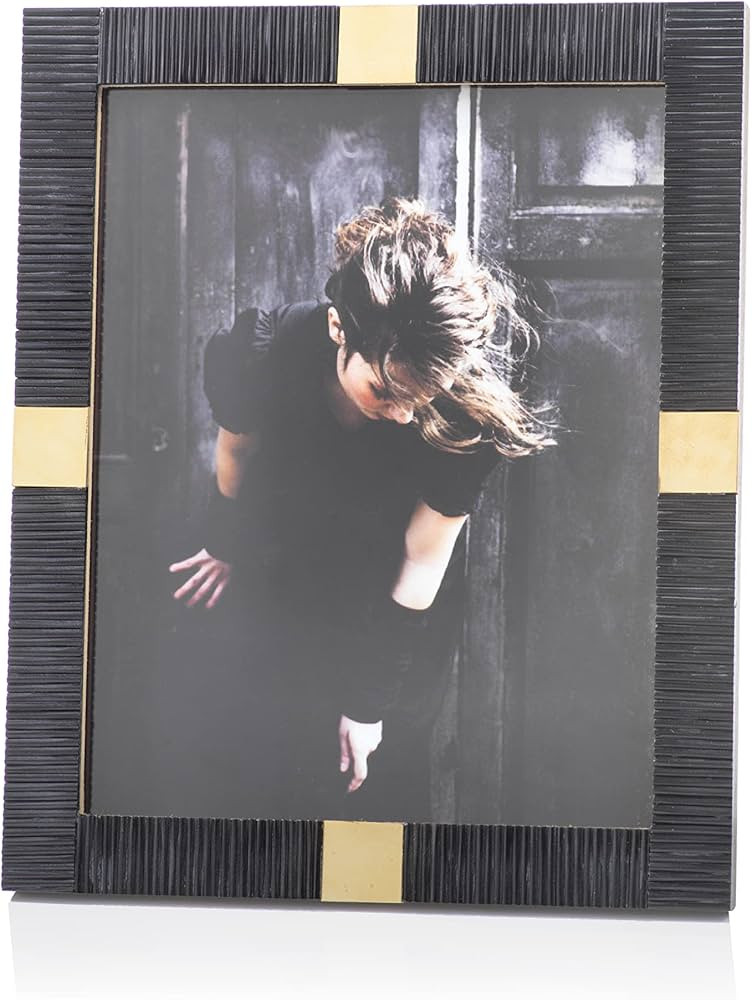 Zodax Maha Black & White Bone with Brass Trim Photo Frame (8x10, Black) | Amazon (US)