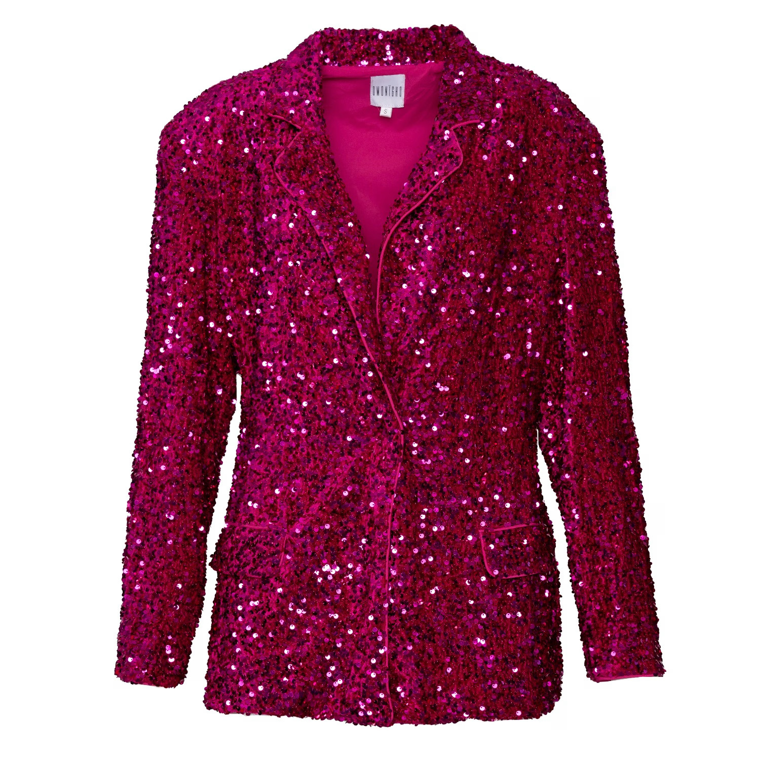 Liza Sequin Blazer In Magenta | Wolf & Badger