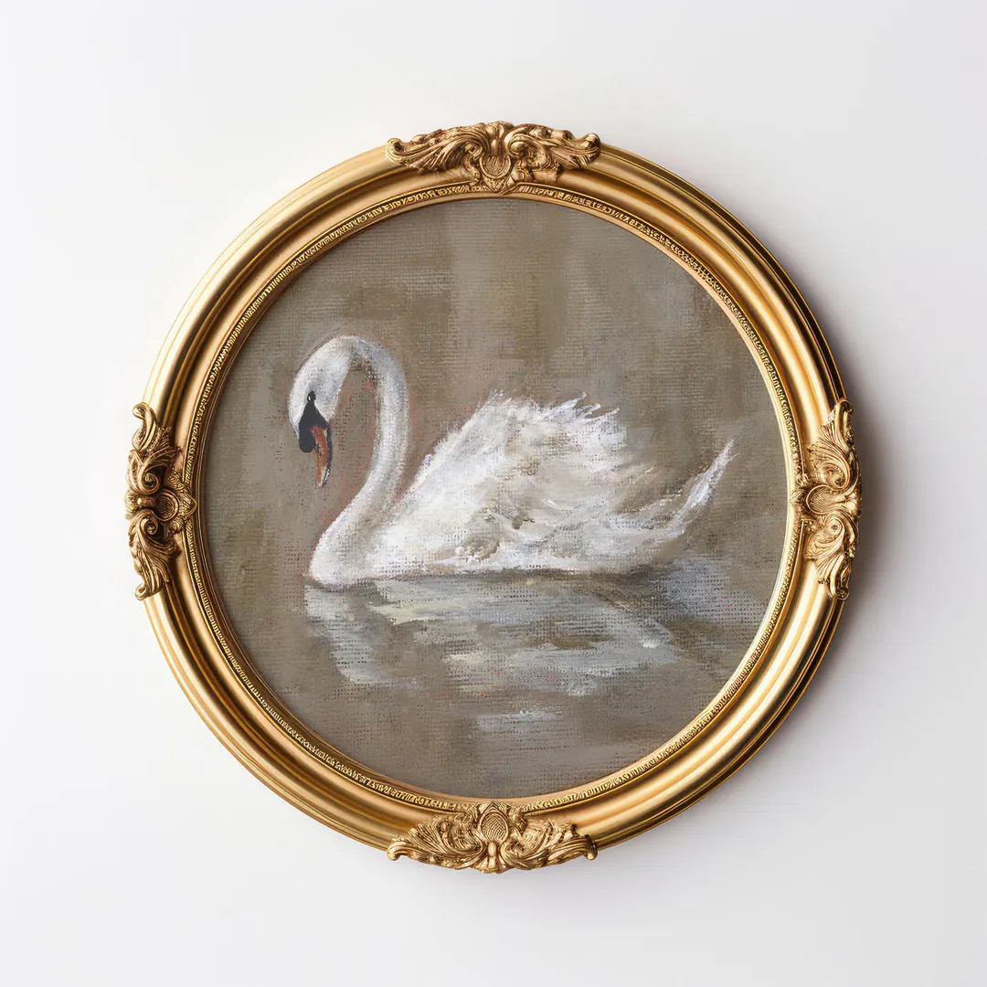 Swan Art Print Vintage Swan Oil Painting Antique Swan Wall Art Neutral Décor Vintage Bird Neutra... | Etsy (US)