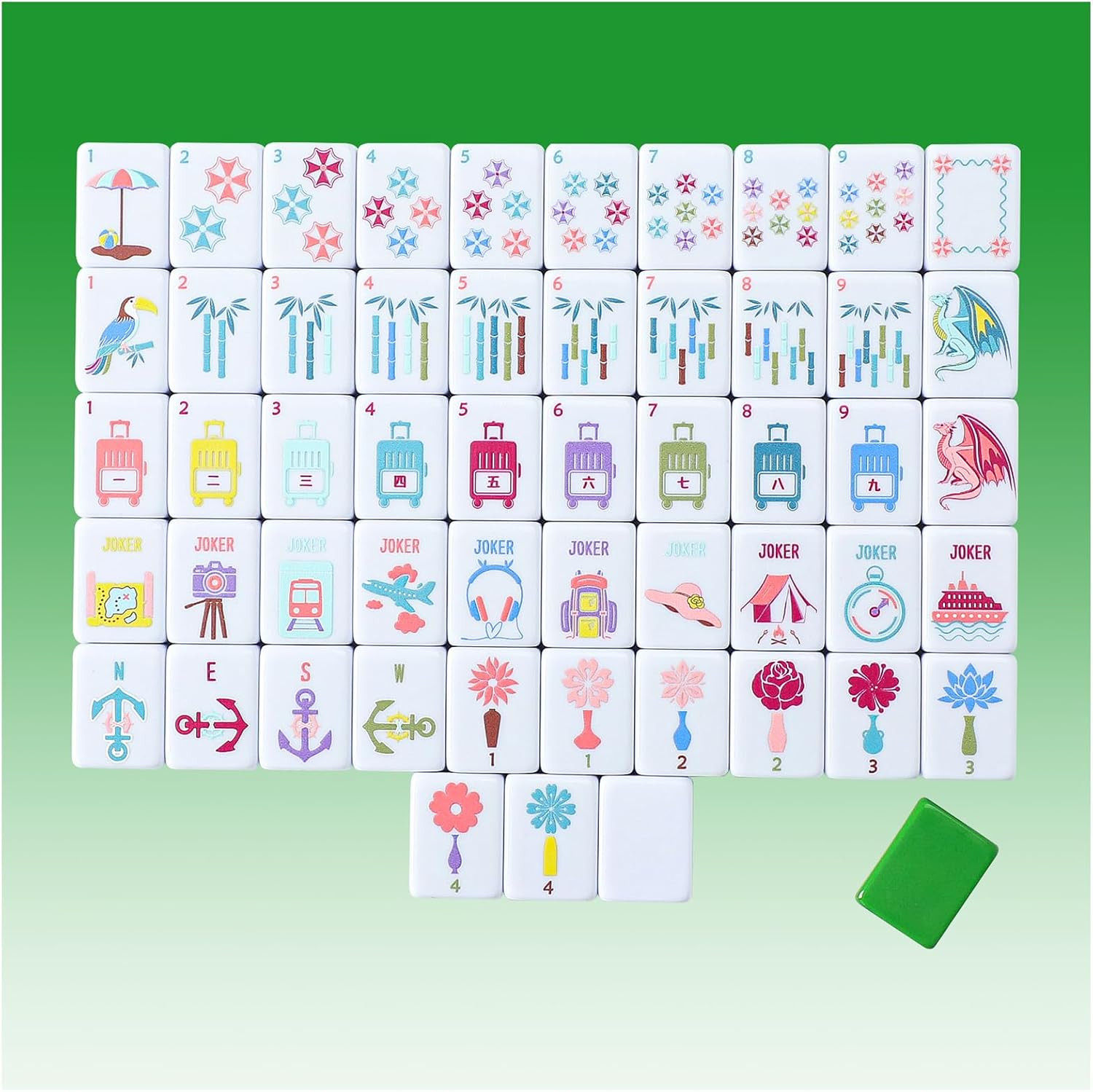 160 Green Printed American Mahjong Game Set with Carrying Bag and Accessories, 1.2’’ Mahjong ... | Amazon (US)