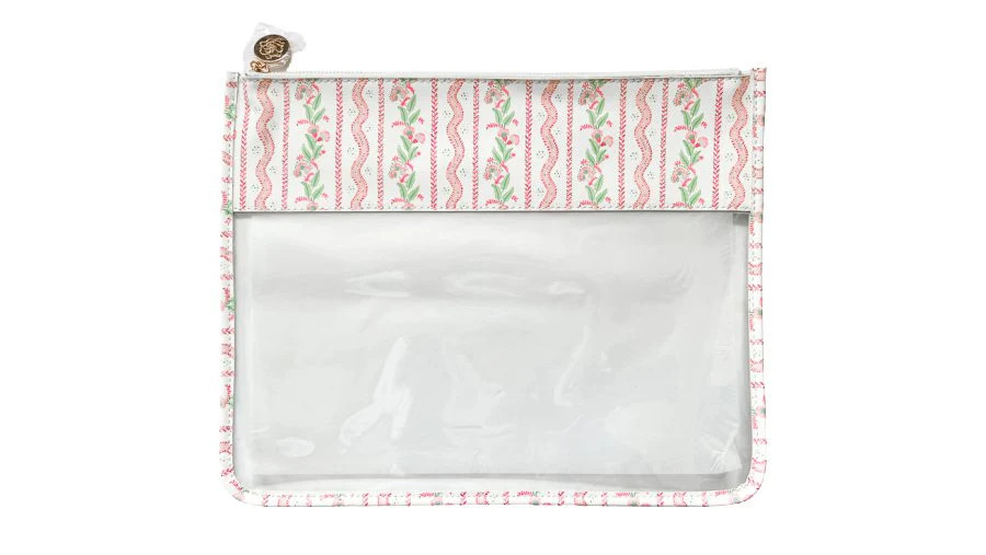 Large Emma Stripe CLEAR ZIP POUCH | Penny Linn Designs