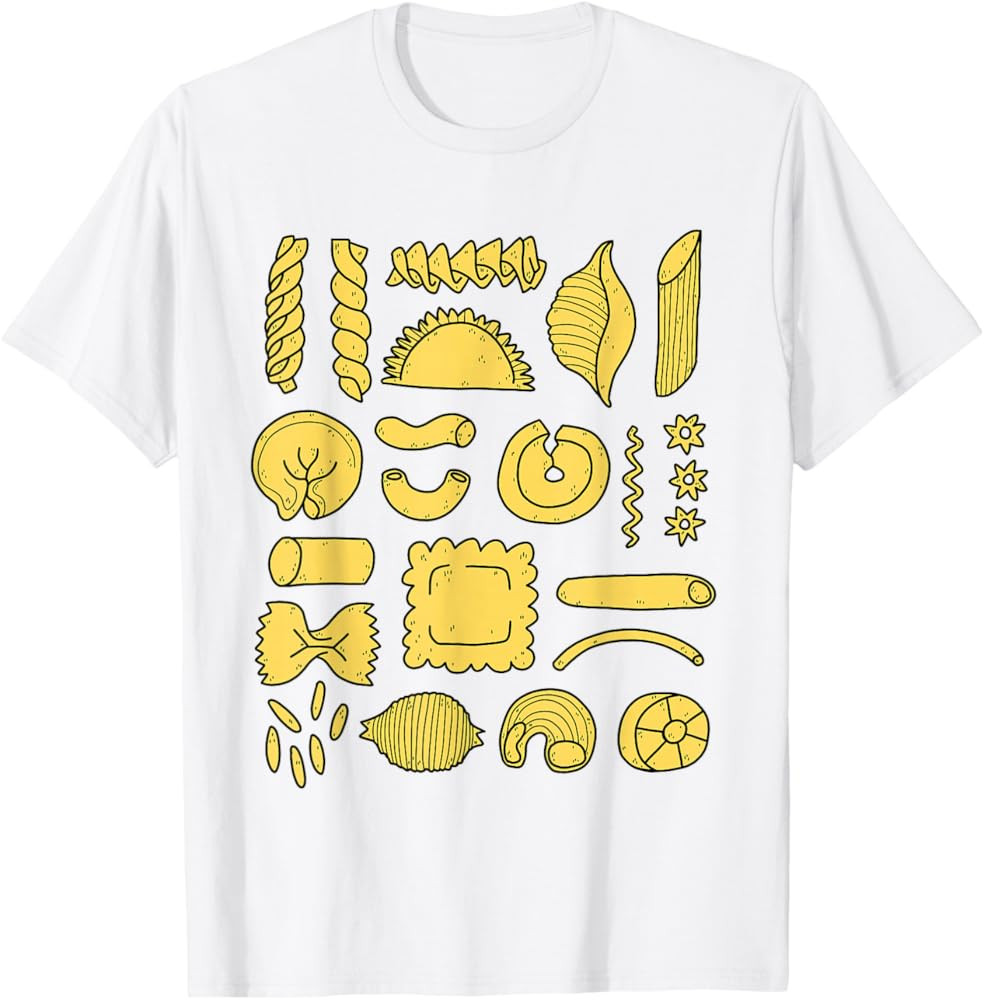 Pasta Noodles Spaghetti, Penne, tortellini, Farfalle T-Shirt | Amazon (US)
