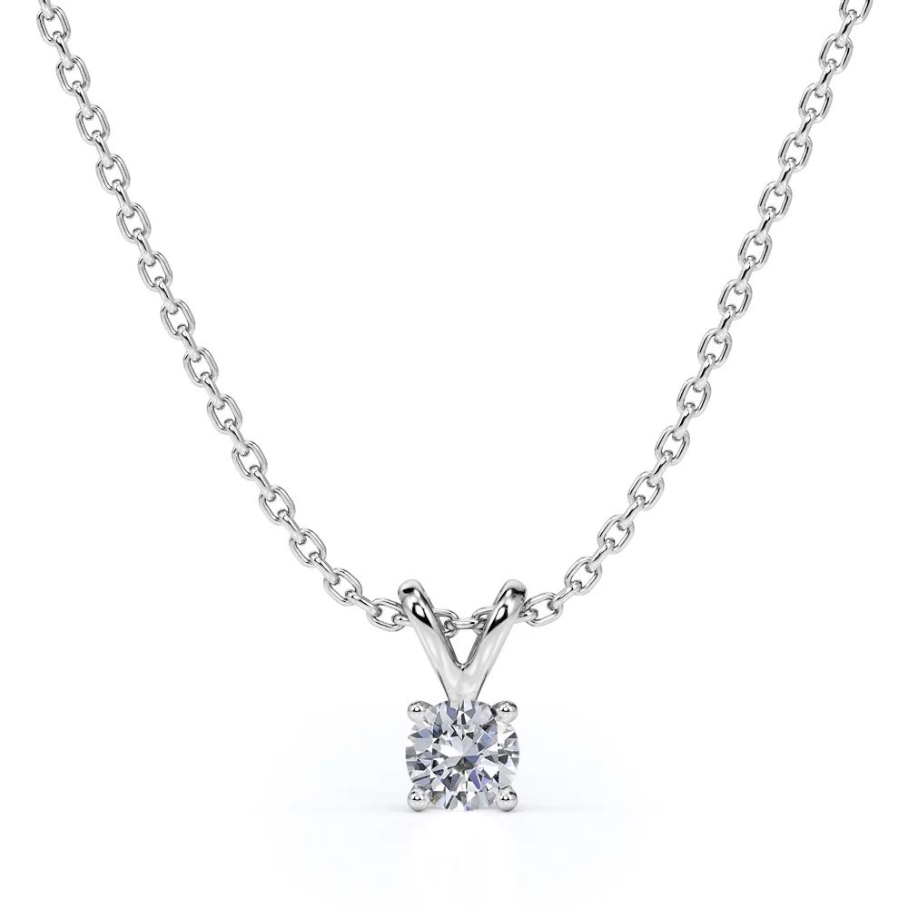 Classic Round Brilliant Cut Diamond Solitaire Pendant Necklace in 18K White Gold Plating over Sil... | Walmart (US)