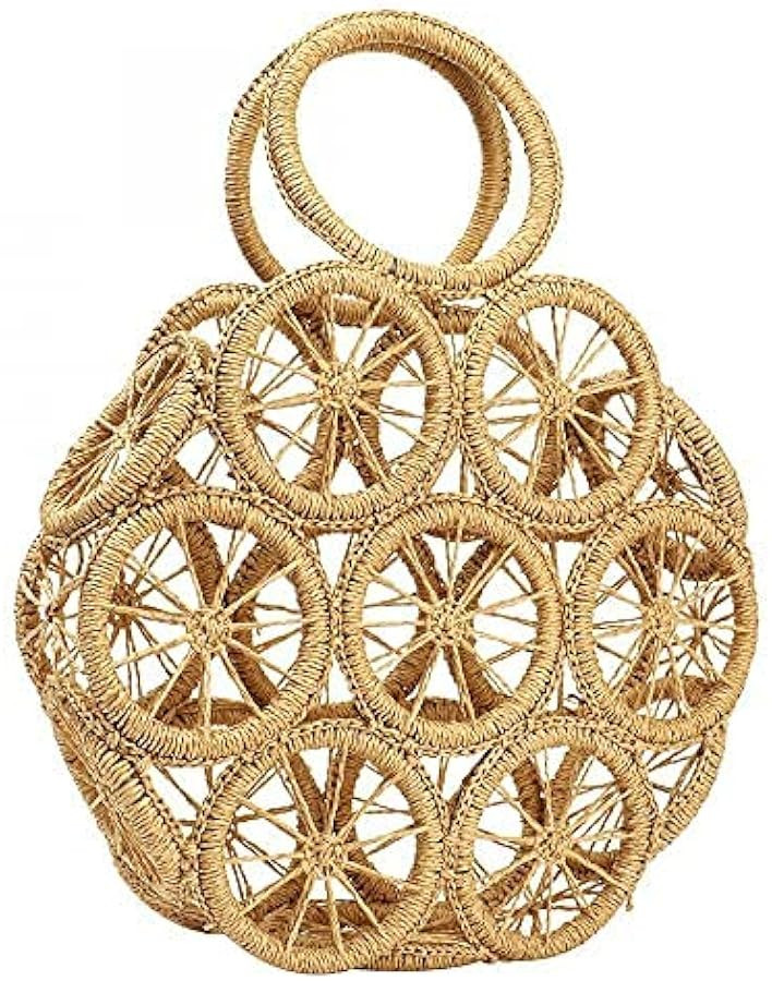 Womens Large Straw Beach Tote Hobo Summer Bag - Handwoven Straw Handbag | Amazon (US)