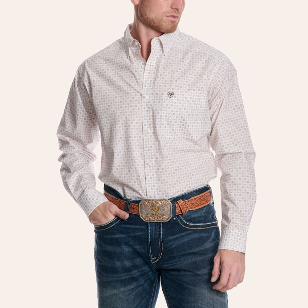 Ariat Men’s White Geo Print Long Sleeve Western Shirt | Cavender's