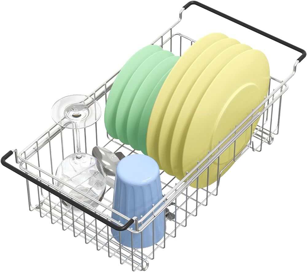 TreeLen Expandable Dish Drying Rack Over The Sink Small Dish Drainer in Sink Adjustable Rustproof... | Amazon (US)