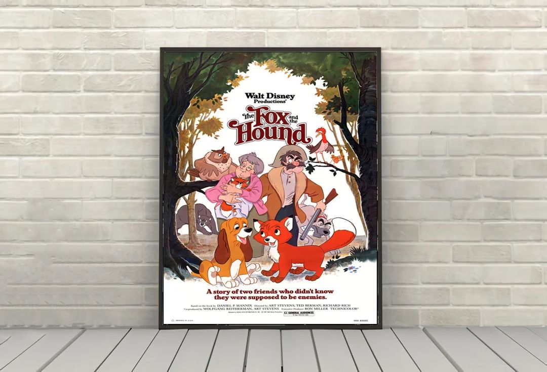 The Fox and the Hound Poster Vintage Disney Movie Poster Classic Disney World Posters Disneyland ... | Etsy (US)