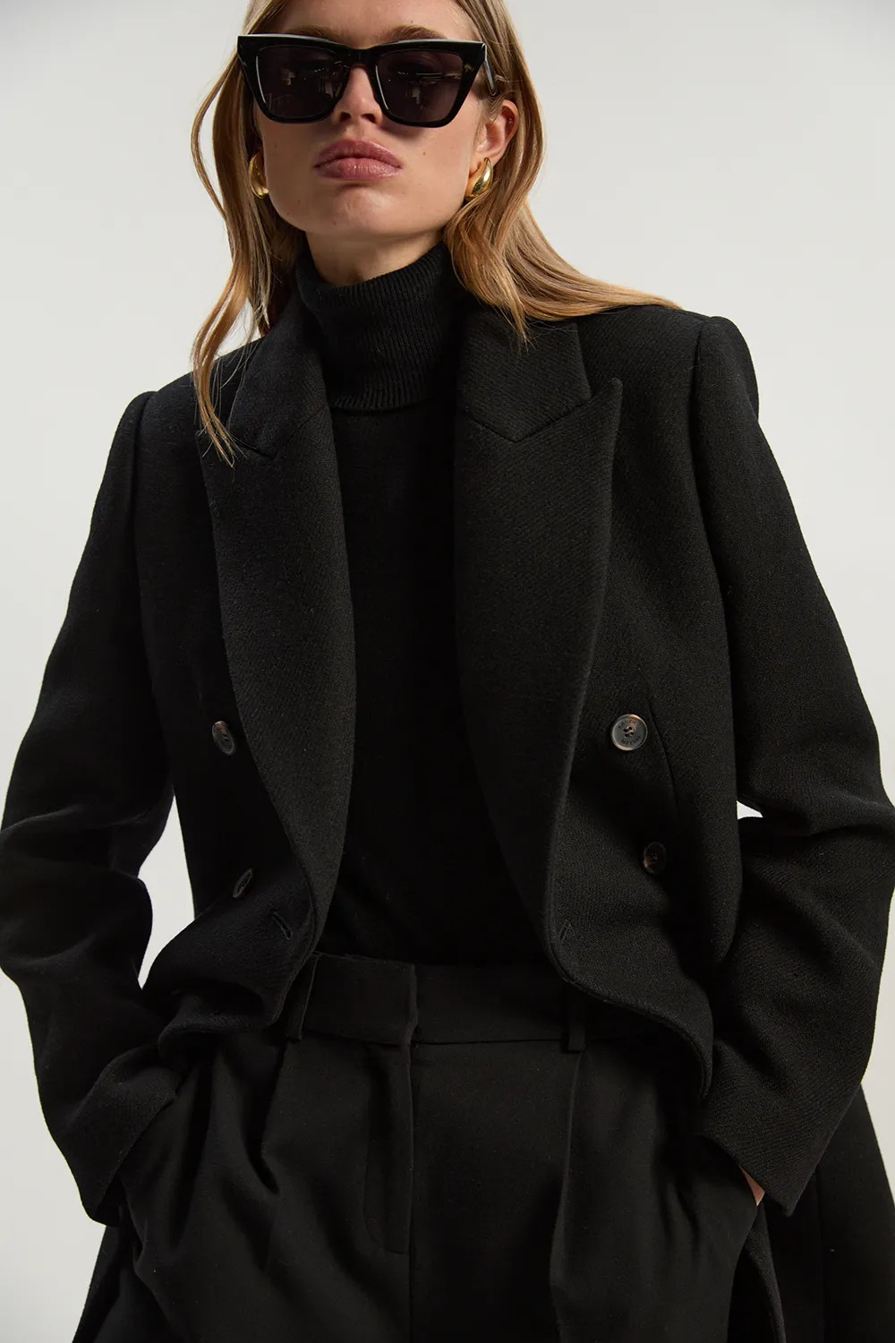 Wool Investment Notch Neck Belted Detail Tailored Maxi Coat | Karen Millen UK + IE + DE + NL