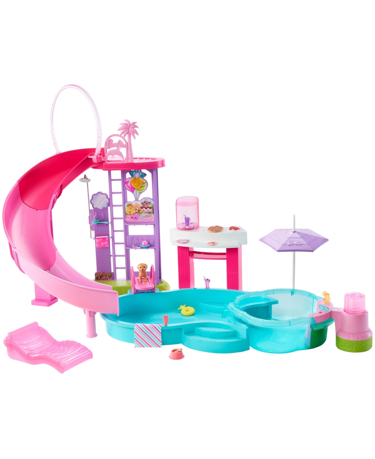 Barbie Dream Pool Playset with Slide and Bubbling Hot Tub 20 Plus Accessories Including Pet - Multicolor | Macy's