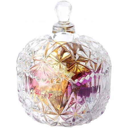 Glass Candy Sweet Jars with Lid Crystal Jar Covered Sugar Bowl Small Decorative Cookie Dish Buffet S | Walmart (US)