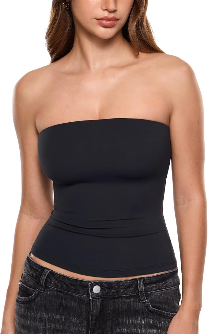 INLYRIC Women's Padded Tube Top | Double Layer, Built in Bra, Tank Top, Strapless, Basic, Going O... | Amazon (US)