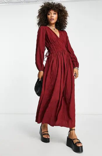 ASOS DESIGN Ruched Long Sleeve Maxi Dress | Nordstrom | Nordstrom