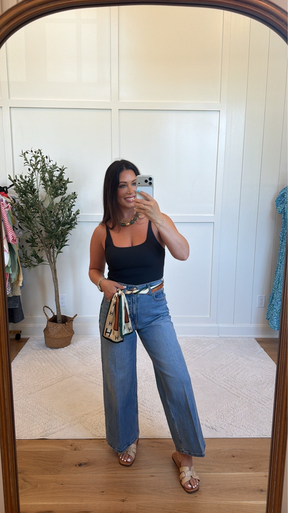 You can never go wrong with a classic black tank. ✨ I dressed it up with wide-leg jeans and a printed scarf for an elevated everyday look! These Walmart jeans are some of the comfiest jeans I’ve ever put on! For reference I’m 5’4” 140lbs and in a 2 and small🖤🖤

#LTKdayinmylife #LTKmomlife #LTKootd