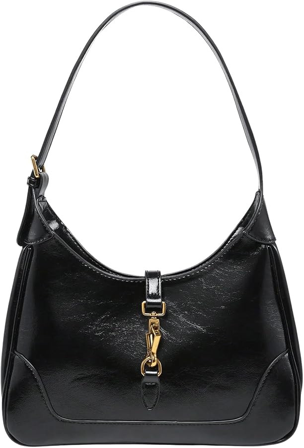 Women's PU Leather Clasp Shoulder Bag Adjustable Strap Vintage Hobo Handbags Purse | Amazon (US)