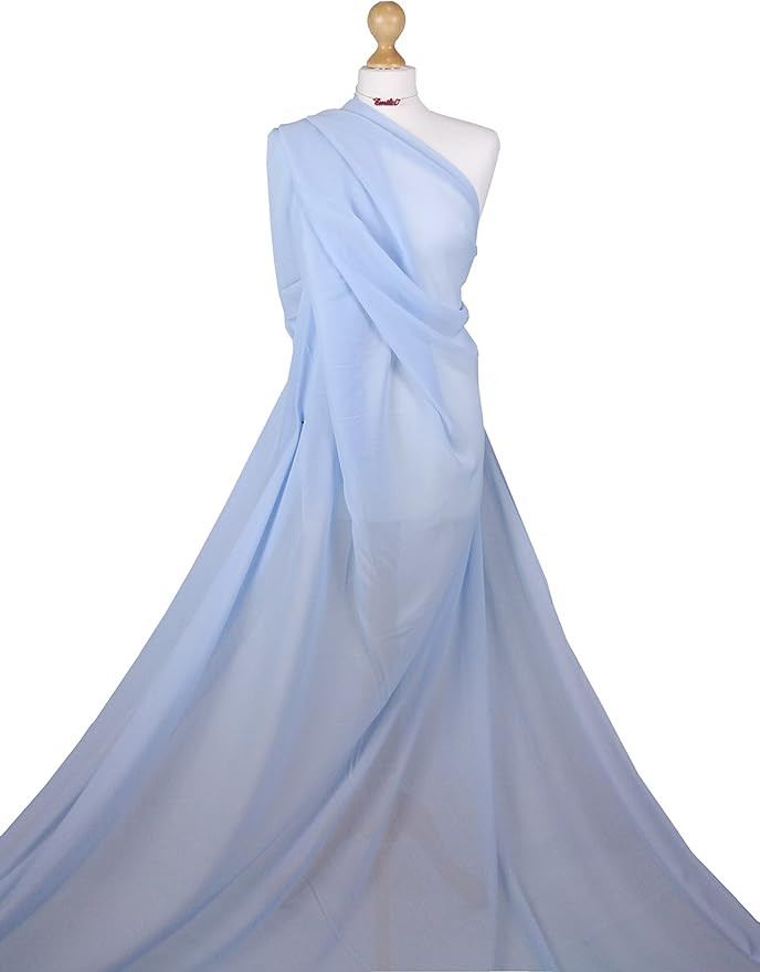 Premium Quality Chiffon Soft Polyester Sheer Fabric Dress Bridal Material CH01 (Baby Blue, 1 Mete... | Amazon (UK)